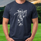 Tropical Skeleton Tee worn on the golf course, Navy