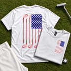 USA Flag Clubs & Balls Back Print Tee