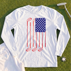 USA Flag Clubs & Balls Long Sleeve Tee