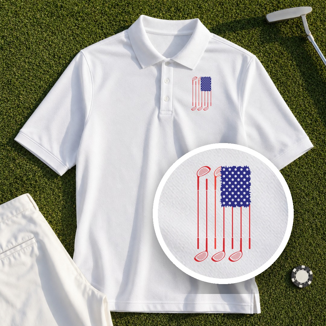 USA Flag Clubs & Balls Performance Polo