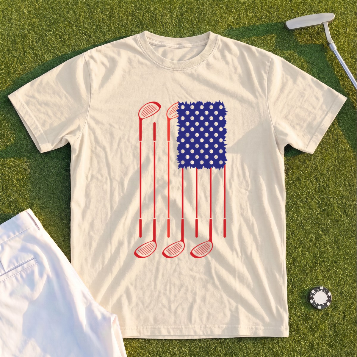 USA Flag Clubs & Balls Premium Tee