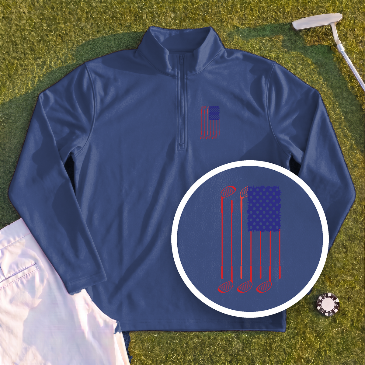 USA Flag Clubs & Balls Quarter Zip