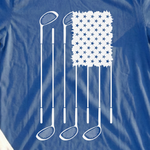 USA Flag Clubs & Stars Tee, print close-up on Royal