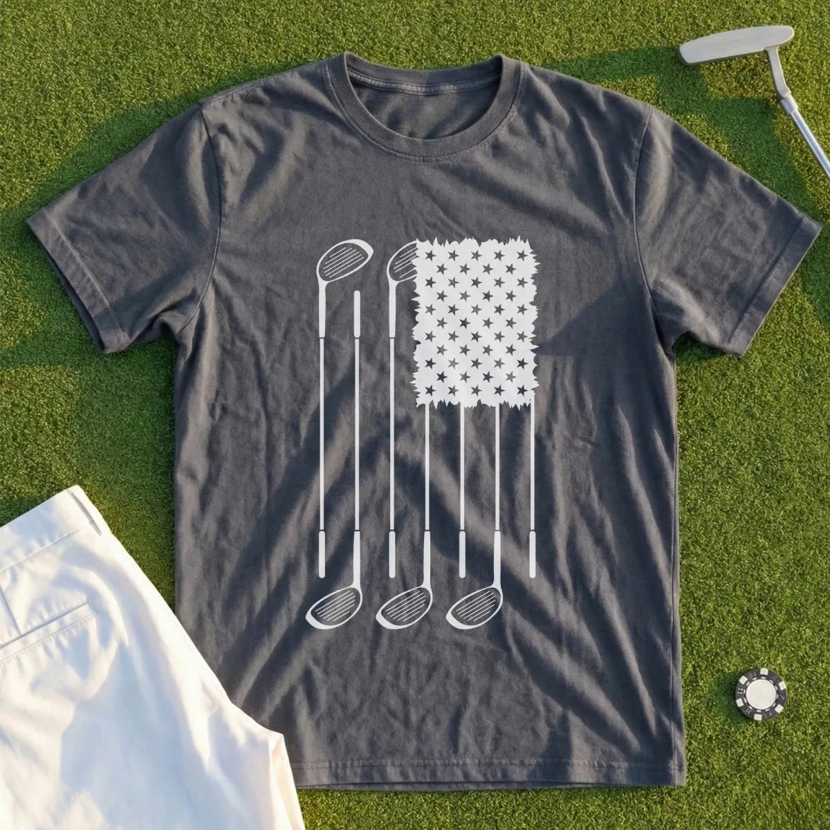 USA Flag Clubs & Stars Tee