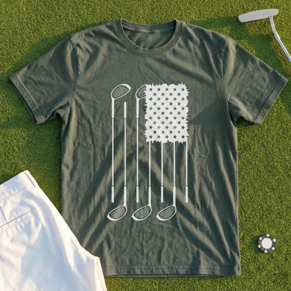 USA Flag Clubs & Stars Tee
