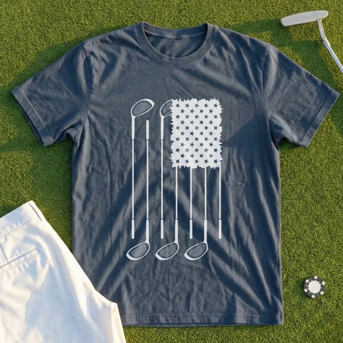 USA Flag Clubs & Stars Tee