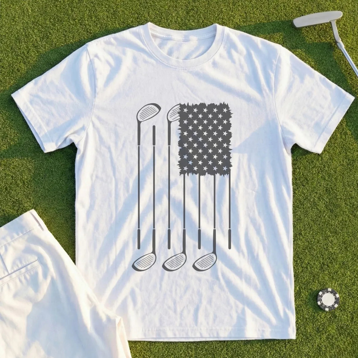 USA Flag Clubs & Stars Tee