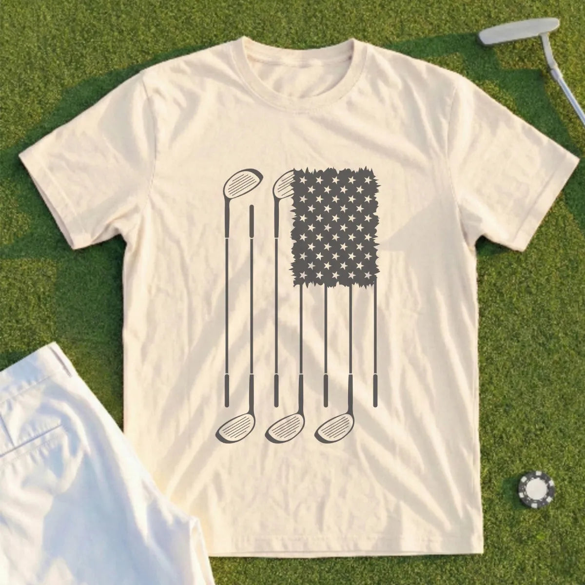 USA Flag Clubs & Stars Tee