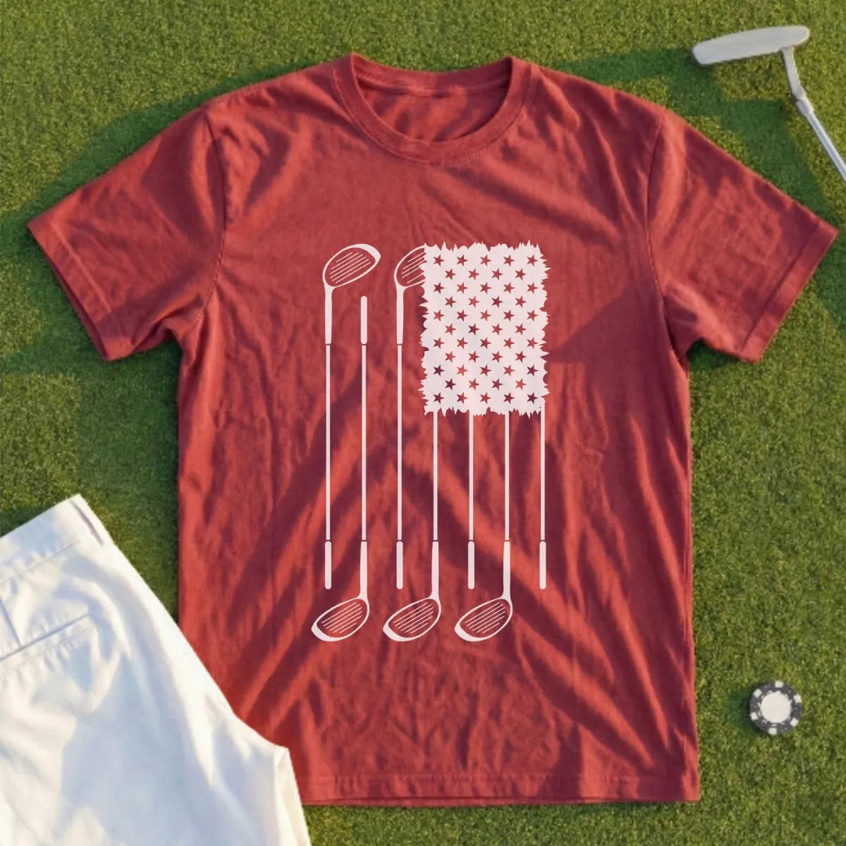 USA Flag Clubs & Stars Tee