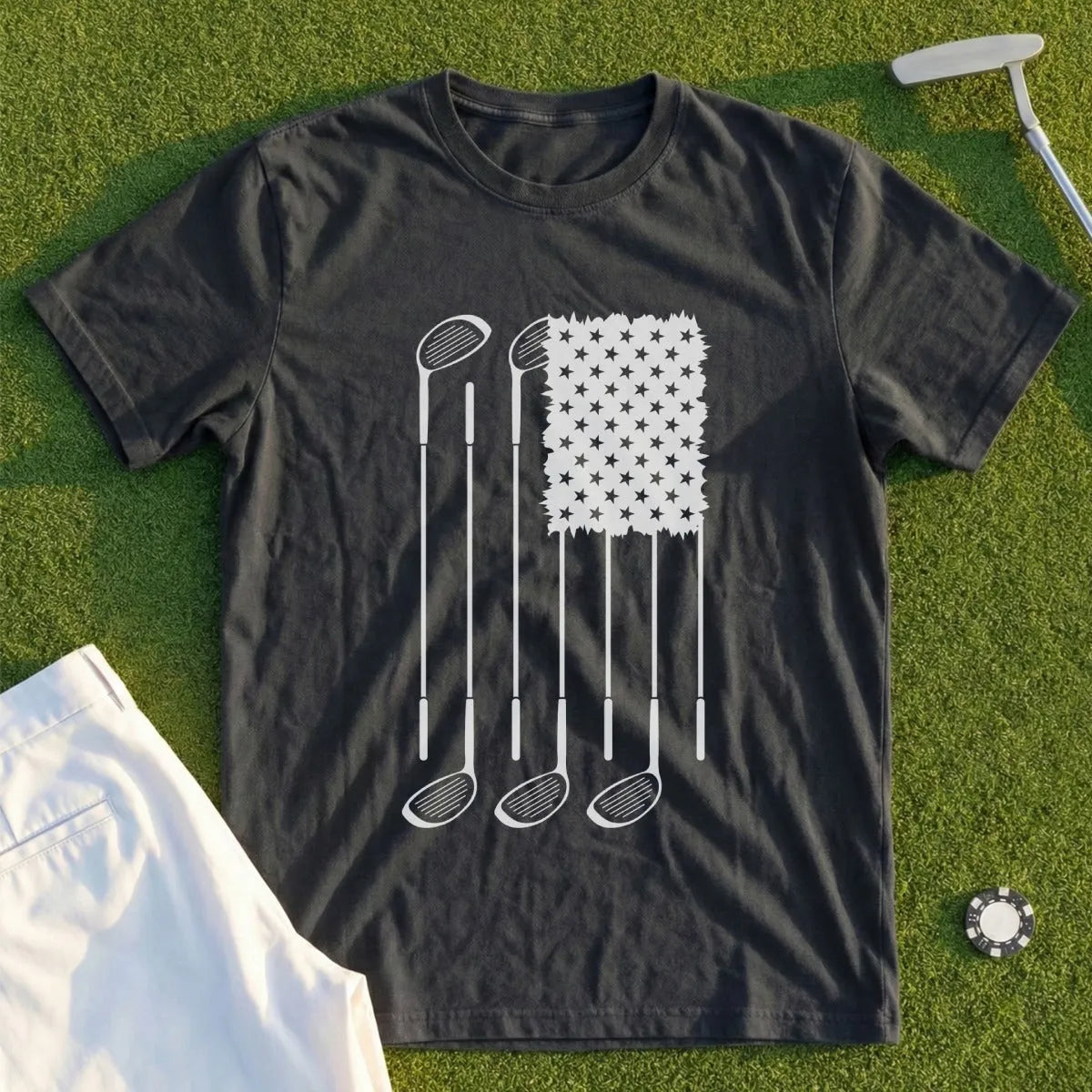 USA Flag Clubs & Stars Tee