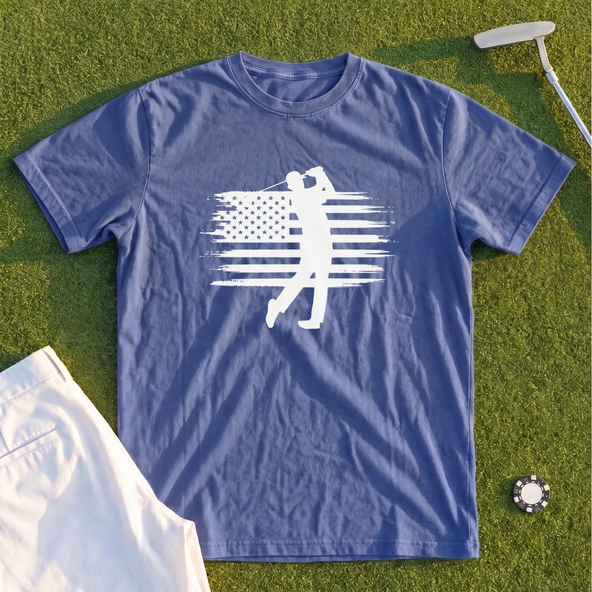USA Flag Golfer Premium Tee