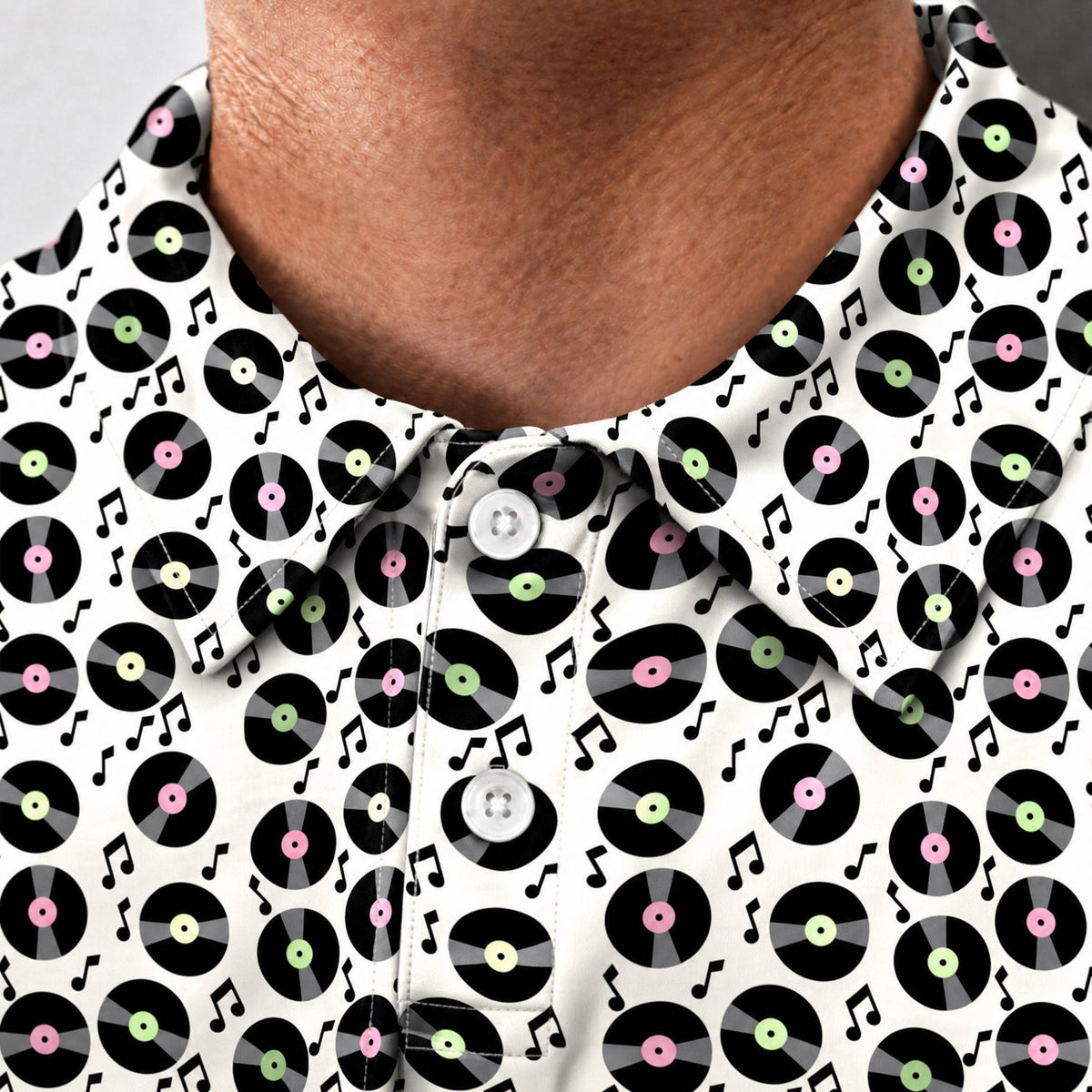 Vinyl Records Performance Print Polo