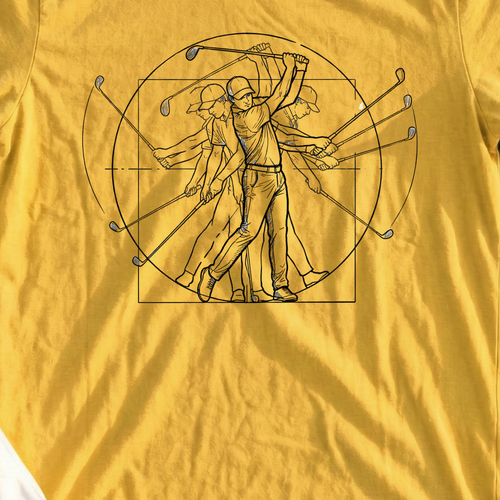 Vitruvian Man Swing Tee, print close-up on Daisy