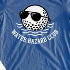 Water Hazard Club Tee, print close-up on Royal