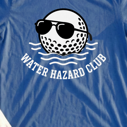 Water Hazard Club Tee, print close-up on Royal
