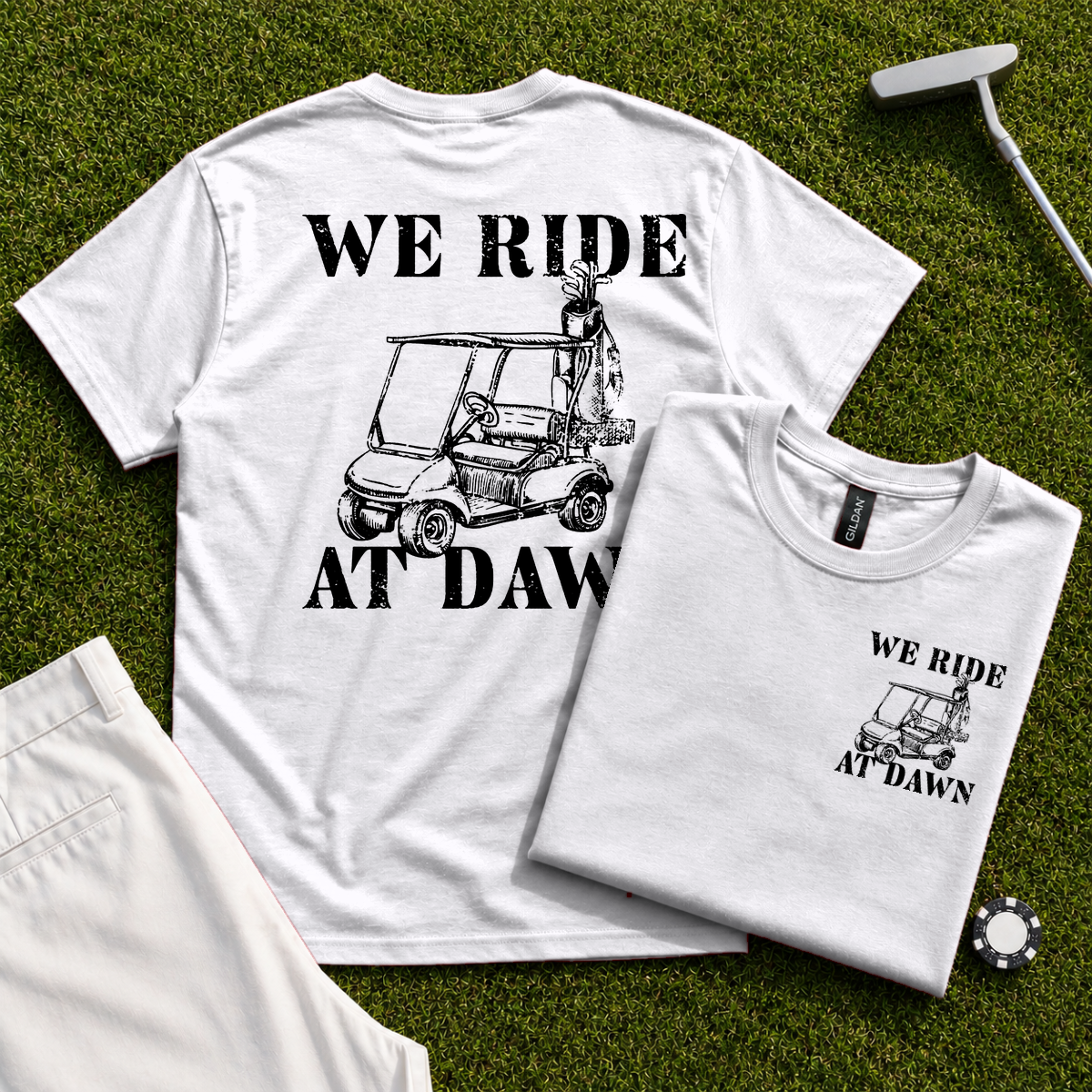 We Ride At Dawn Cart Back Print Tee