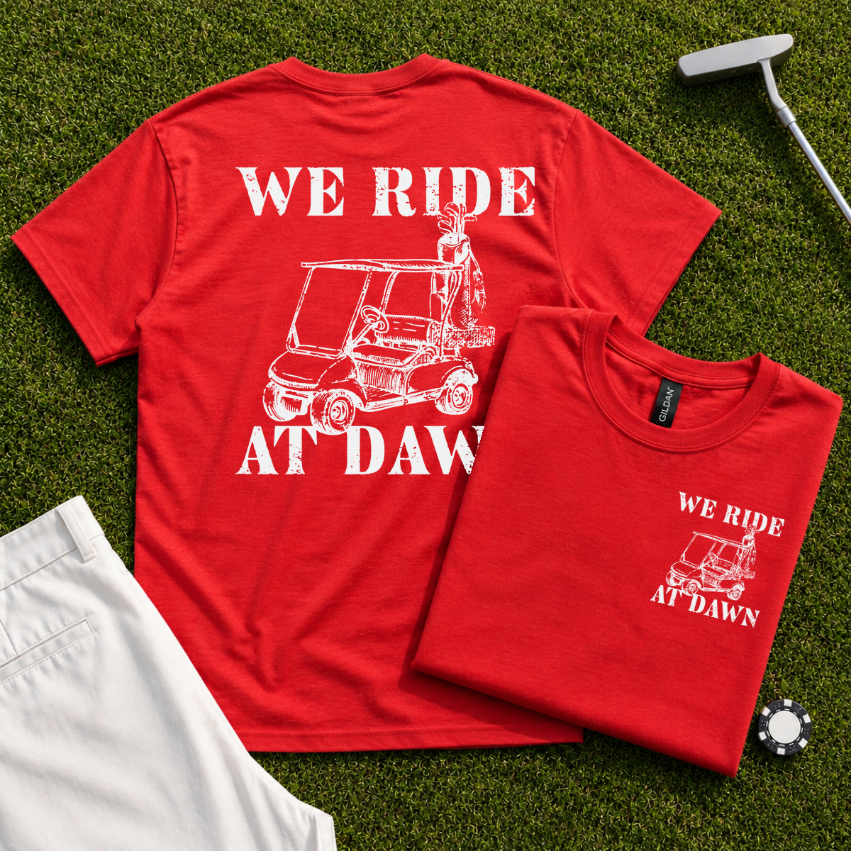 We Ride At Dawn Cart Back Print Tee