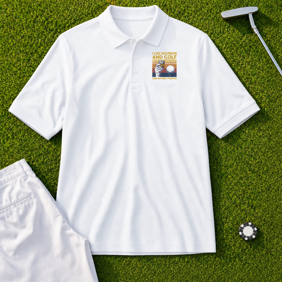I Like Bourbon and Golf Polo - White