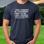 You'll Get Nothing Tee worn on the golf course, Navy