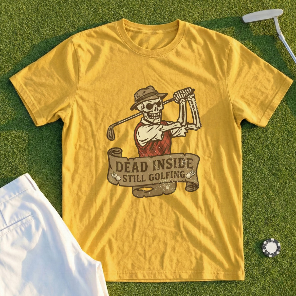Dead Inside Still Golfing Skeleton T-Shirt