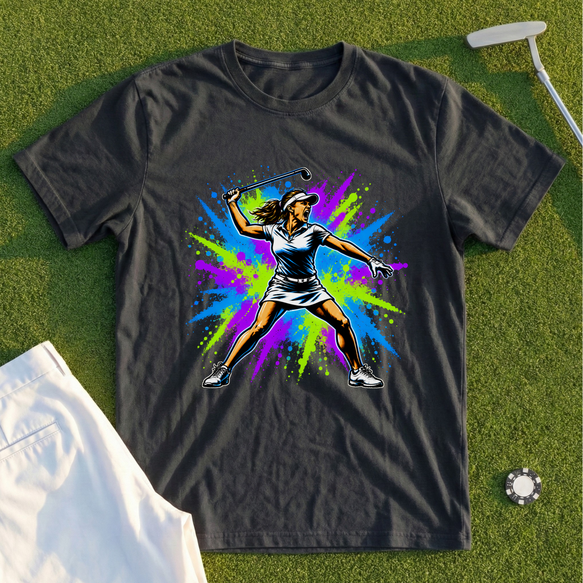 Angry Female Golfer Graffiti Tee