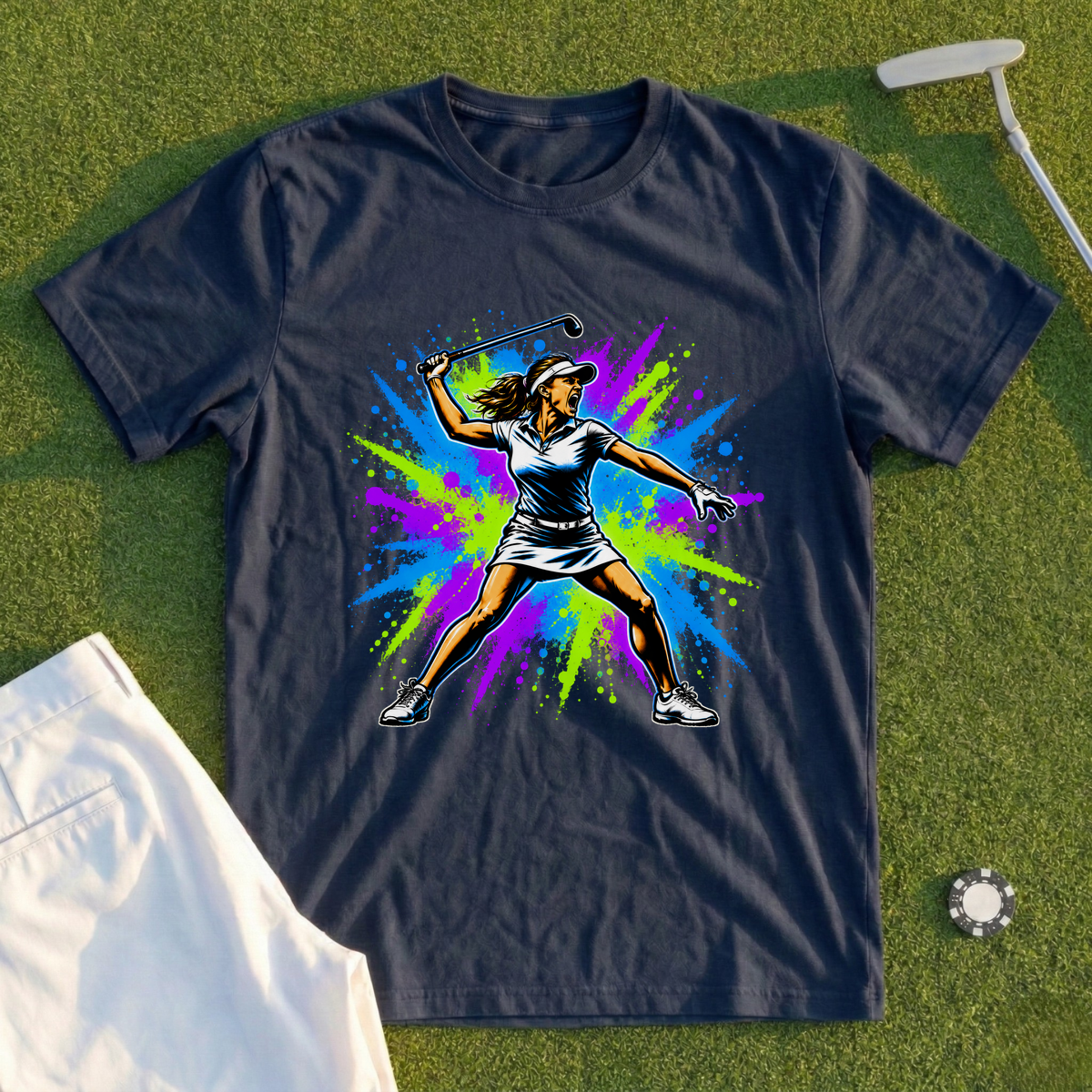 Angry Female Golfer Graffiti Tee