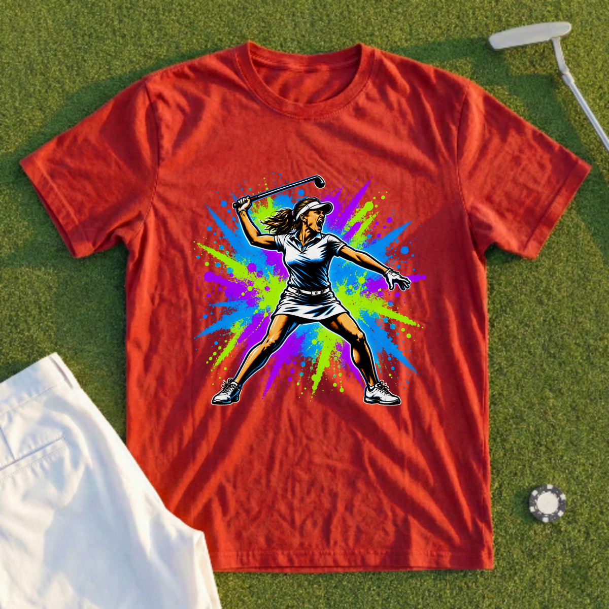 Angry Female Golfer Graffiti Tee