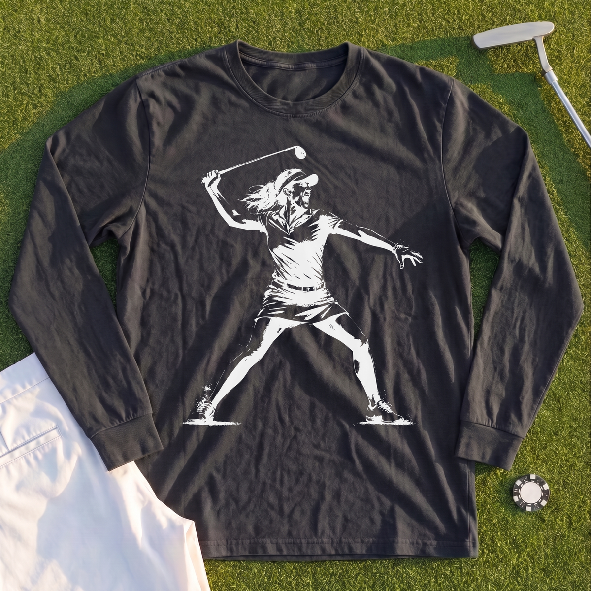 Angry Female Golfer Long Sleeve Tee