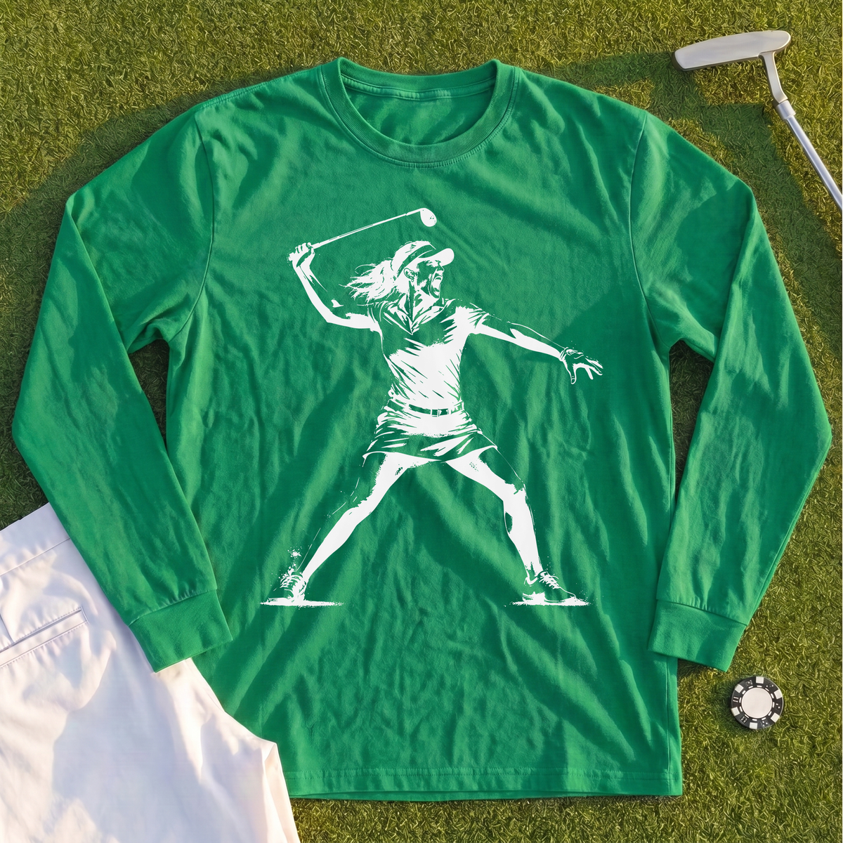 Angry Female Golfer Long Sleeve Tee