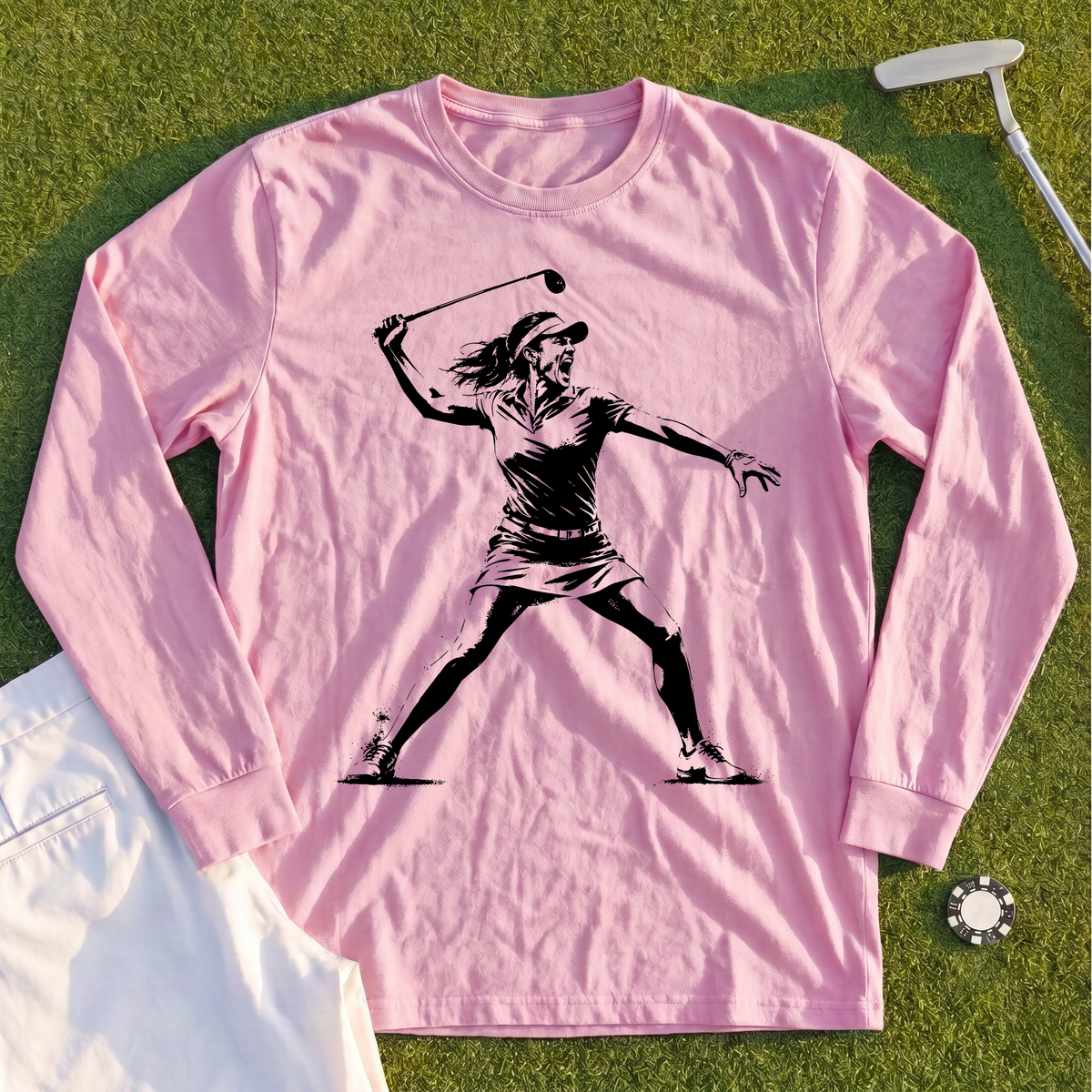 Angry Female Golfer Long Sleeve Tee
