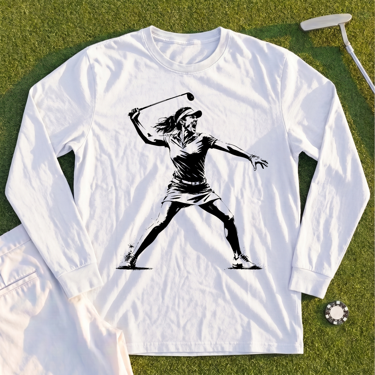 Angry Female Golfer Long Sleeve Tee