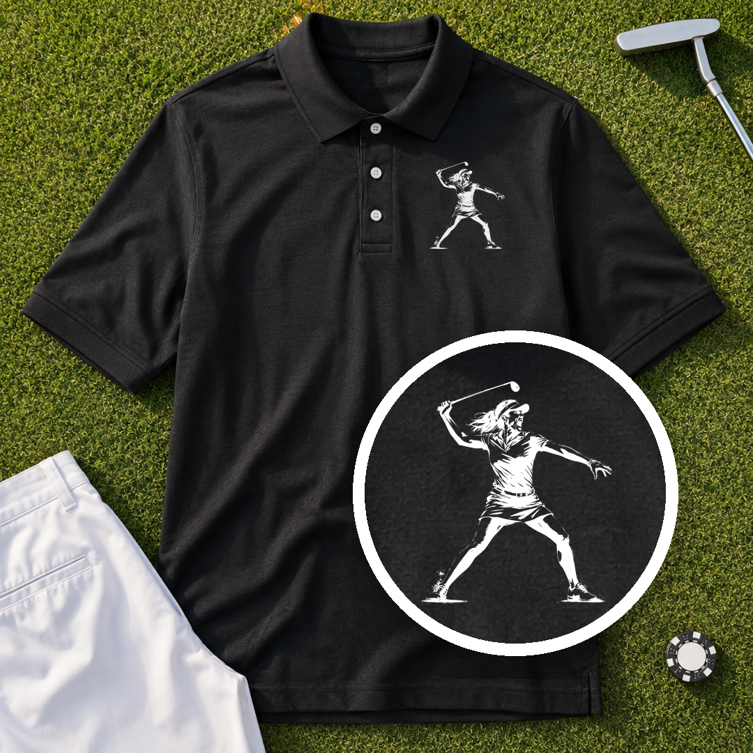 Angry Female Golfer Performance Polo