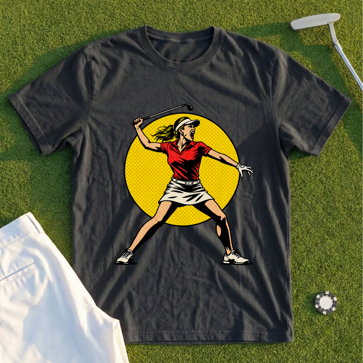 Angry Female Golfer Pop Art Tee