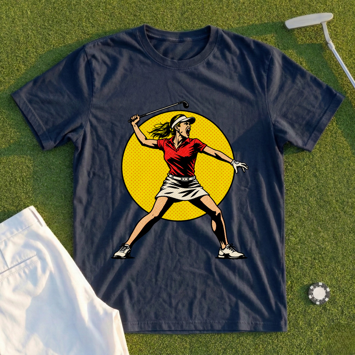 Angry Female Golfer Pop Art Tee