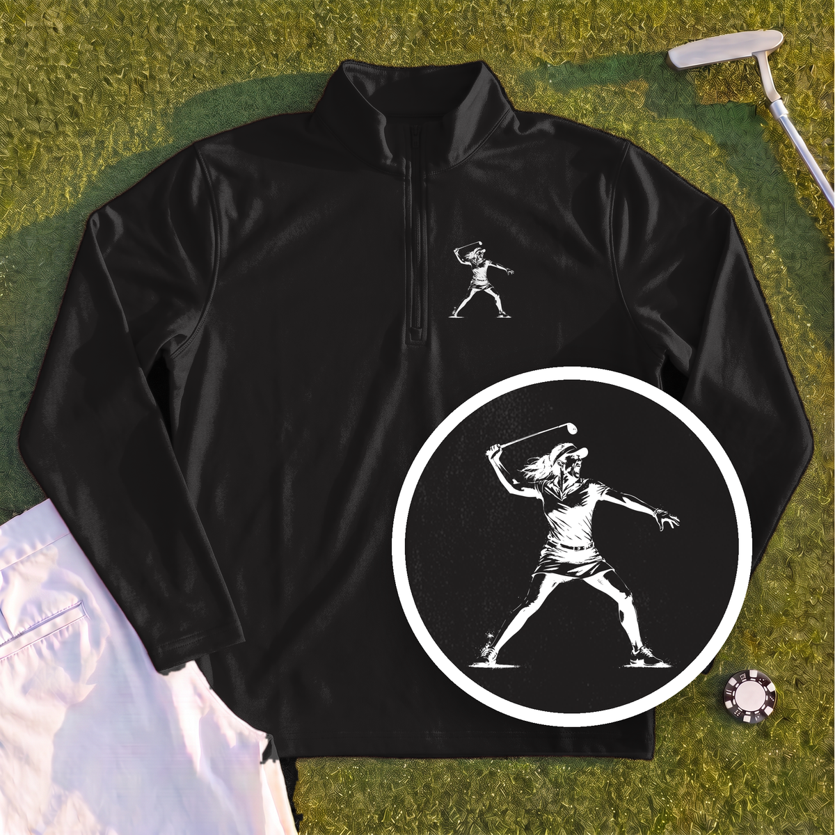 Angry Female Golfer Quarter Zip