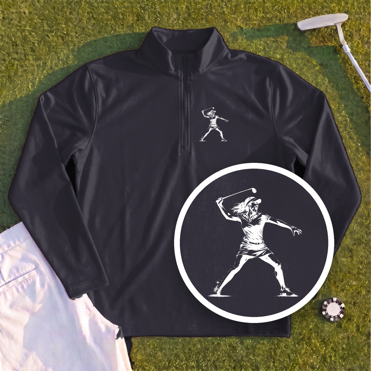 Angry Female Golfer Quarter Zip