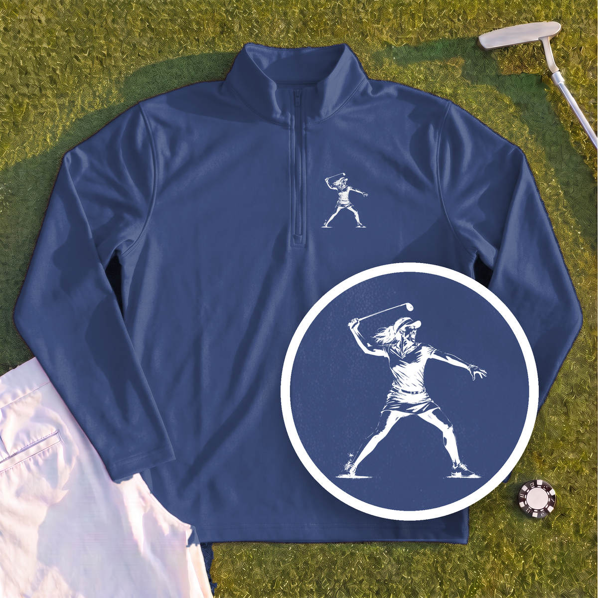 Angry Female Golfer Quarter Zip
