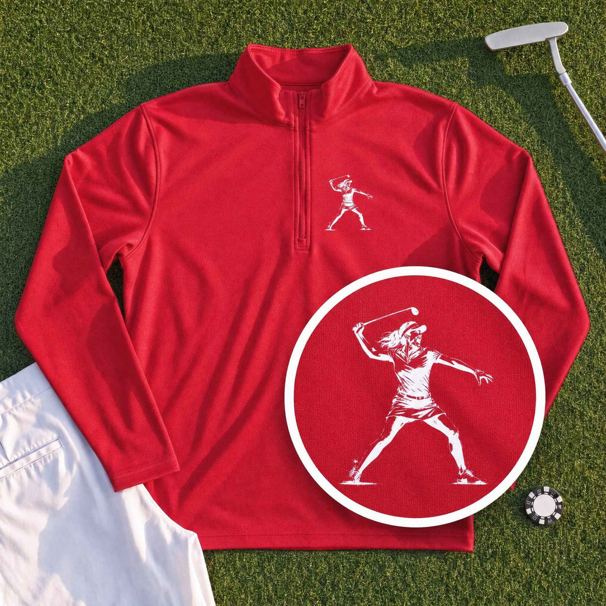 Angry Female Golfer Quarter Zip