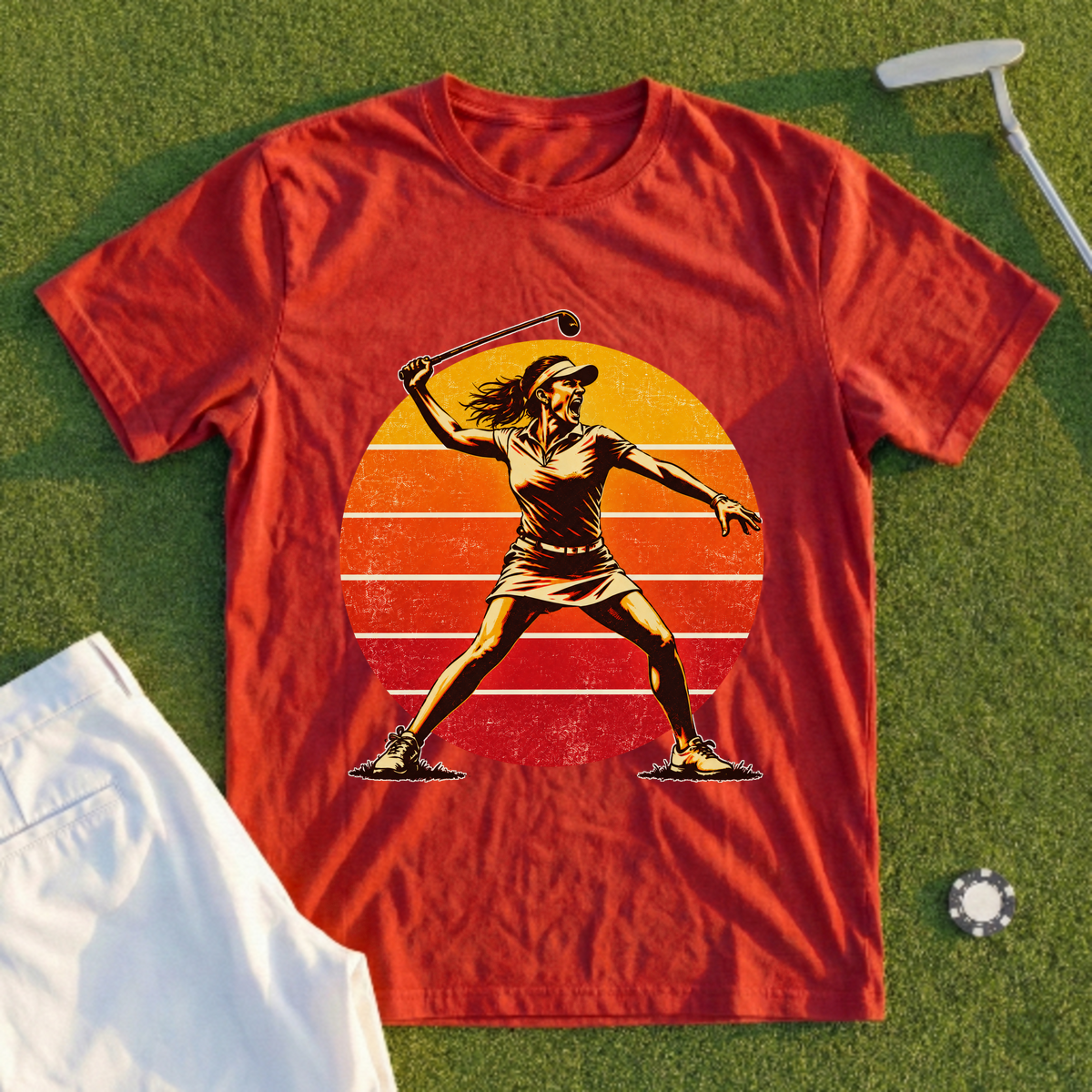 Angry Female Golfer Sunset Tee