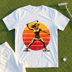 Angry Female Golfer Sunset Tee