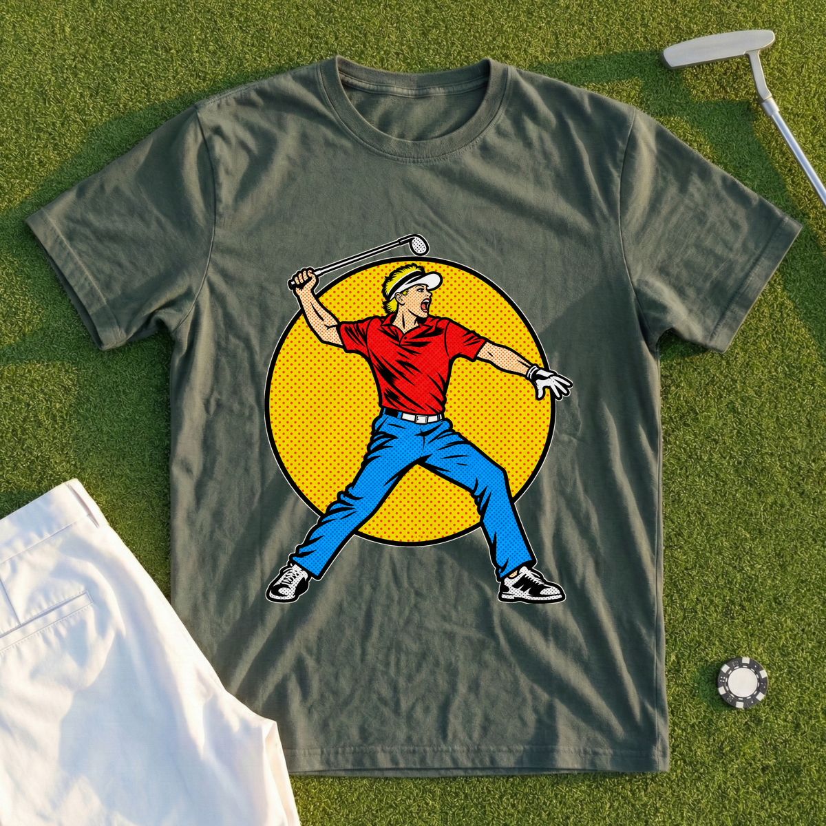 Angry Golfer Pop Art Tee