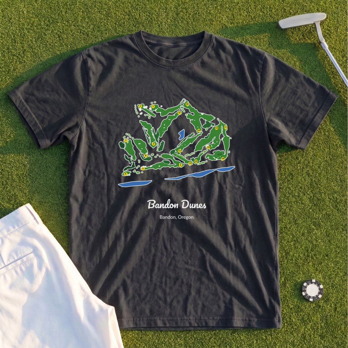 Bandon Dunes Course Map Premium Tee