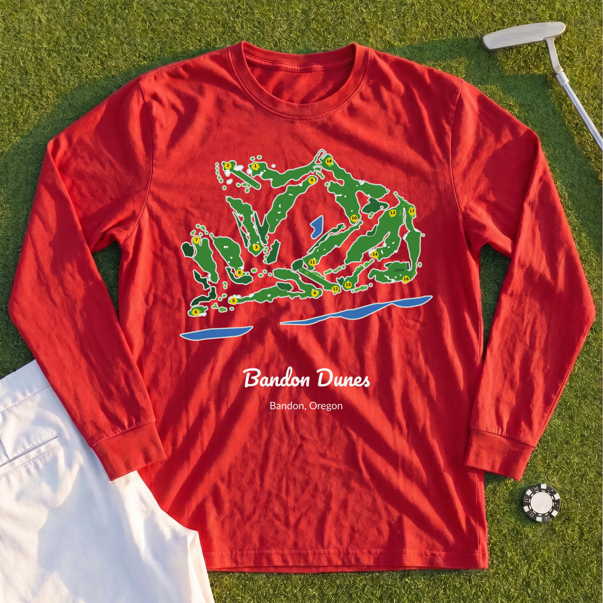 Bandon Dunes Course Map Long Sleeve Tee
