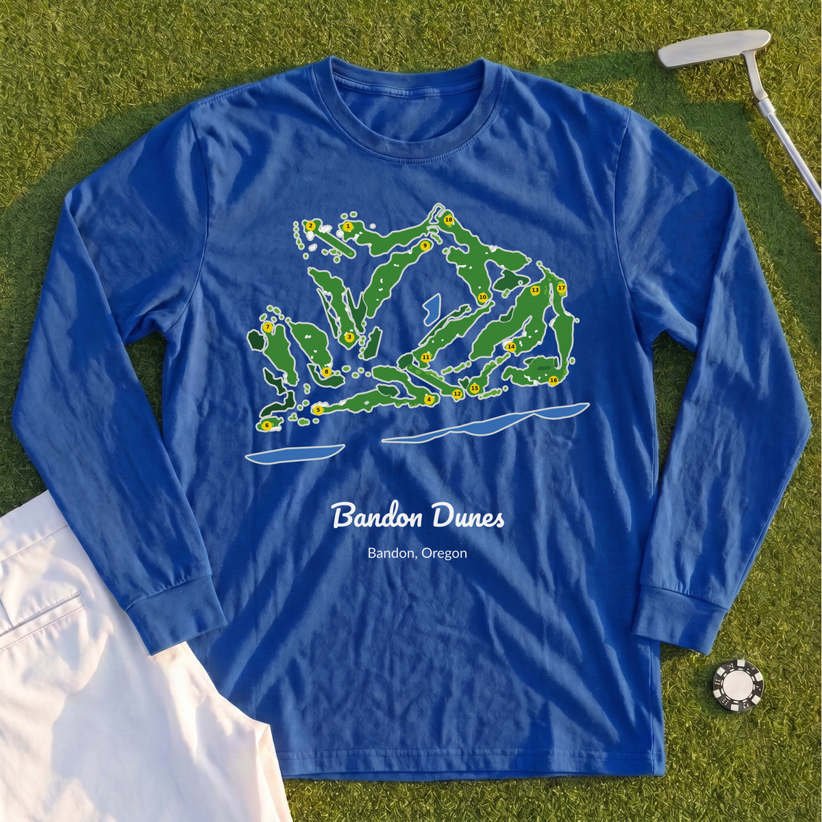 Bandon Dunes Course Map Long Sleeve Tee