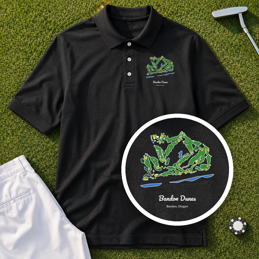 Bandon Dunes Course Map Performance Polo