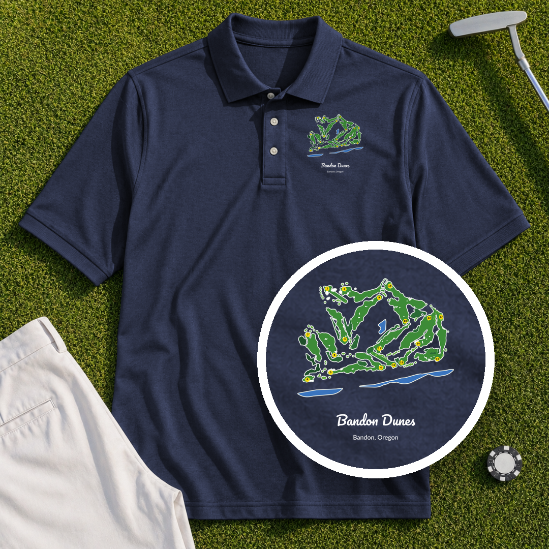Bandon Dunes Course Map Performance Polo