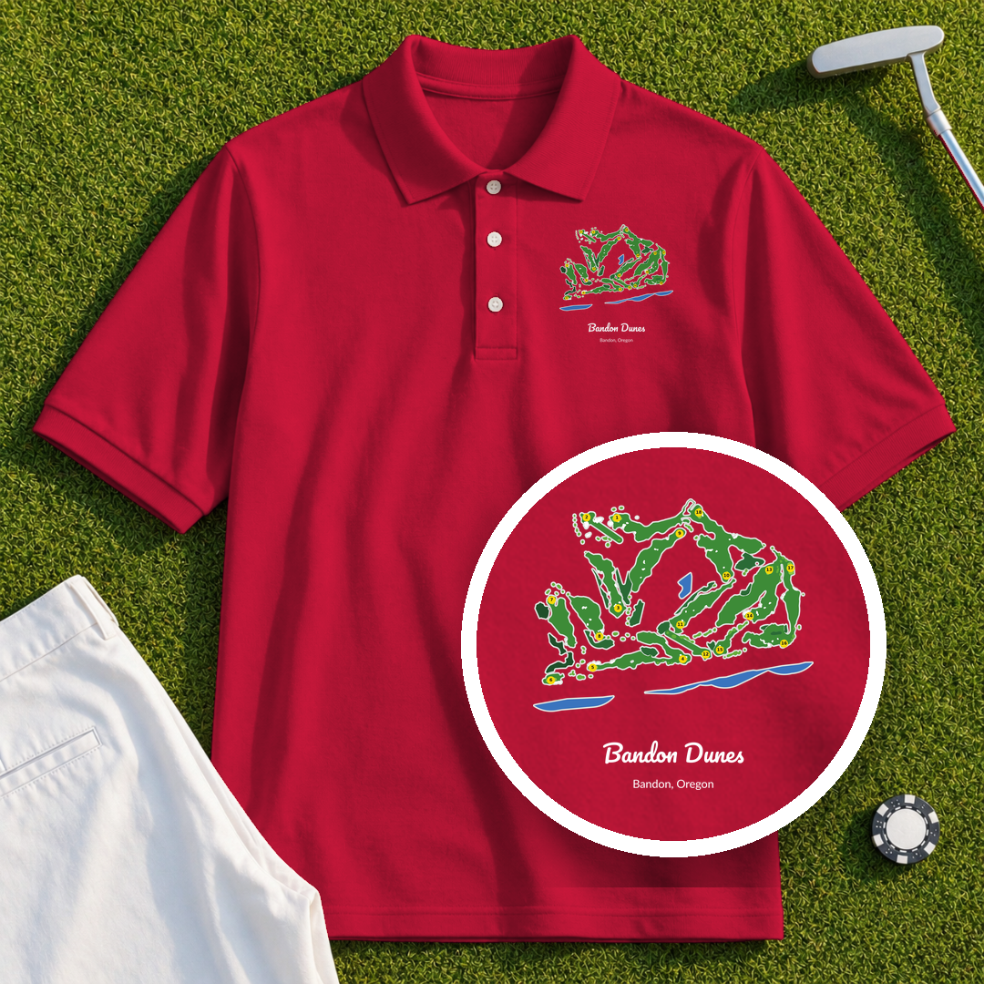 Bandon Dunes Course Map Performance Polo
