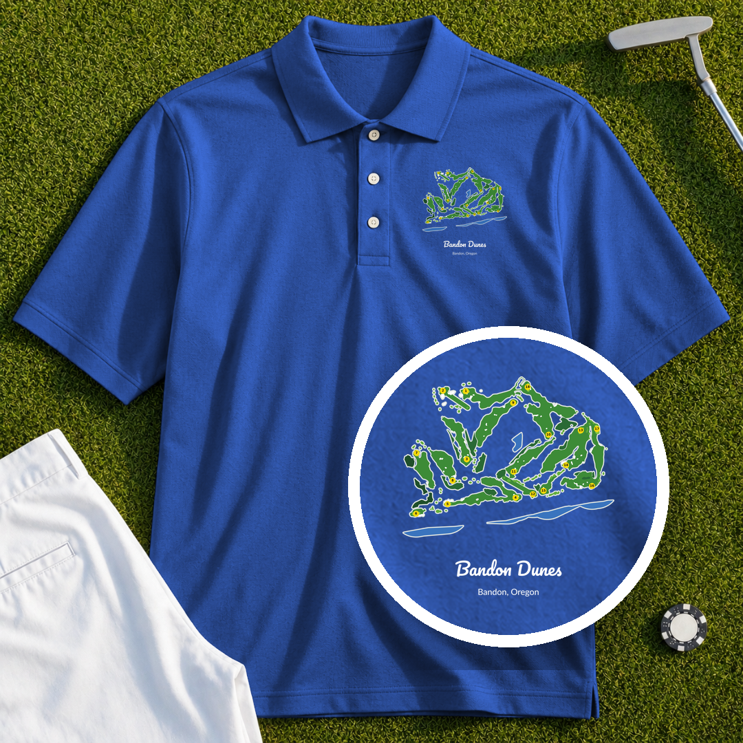 Bandon Dunes Course Map Performance Polo