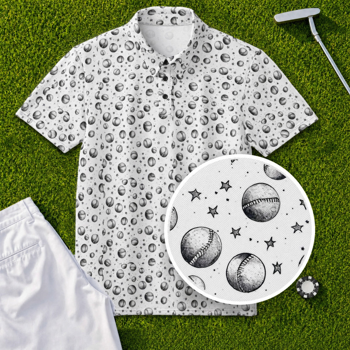 Baseballs Performance Print Polo