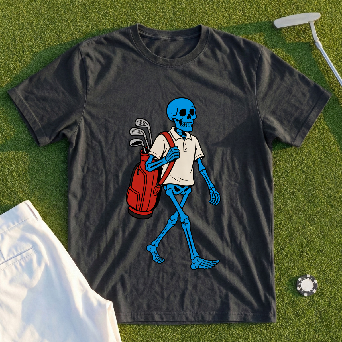 Blue Skeleton Caddie Tee